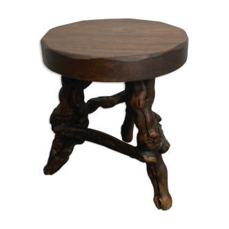 Tabouret de racine de vigne biologique, France, années 1950