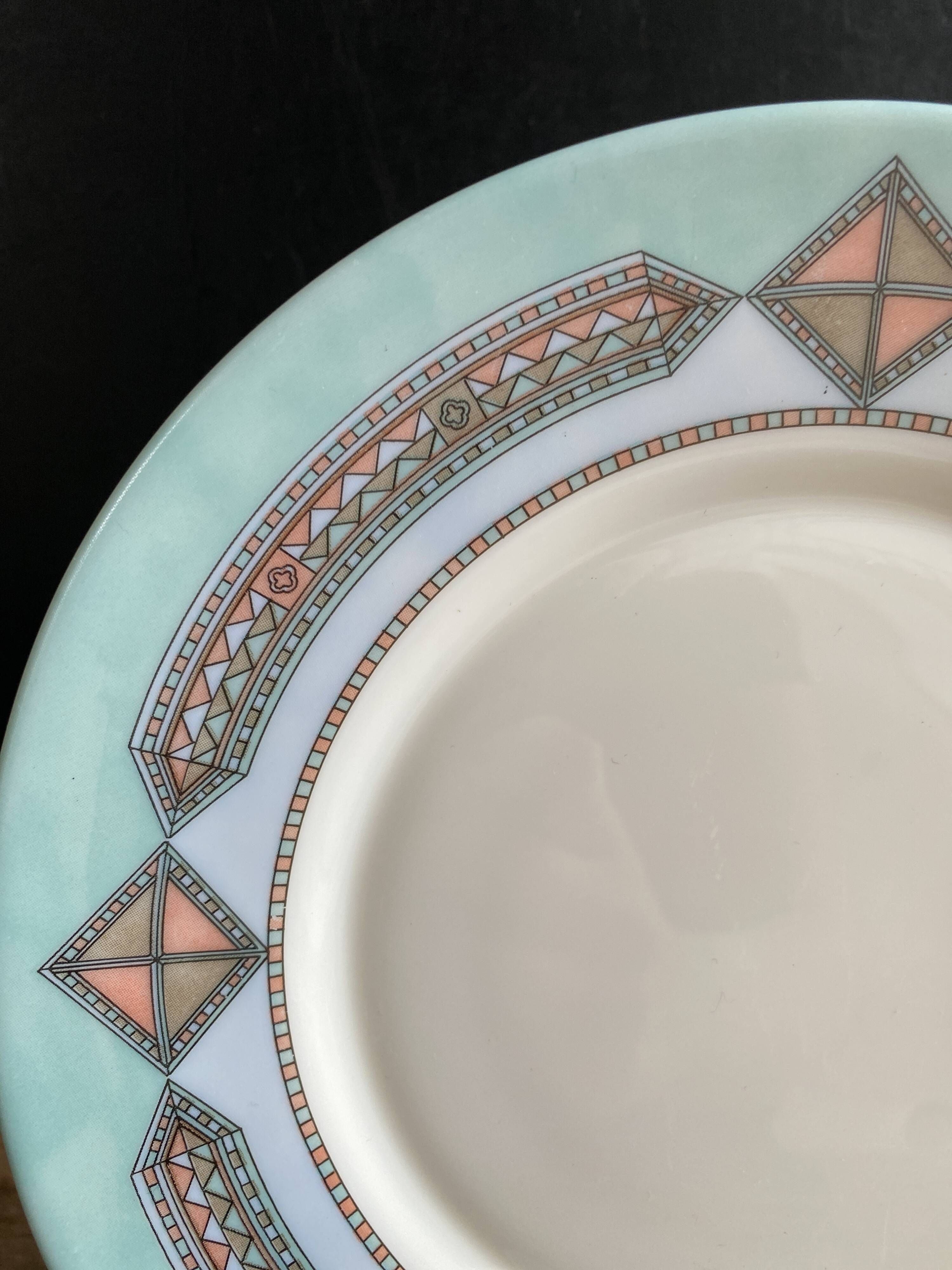 Set of 6 dessert plates Arcopal France – Aztec Vintage 90s model