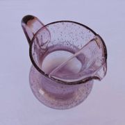 Blown glass pitcher with bubbles, Biot glassware style, vintage.