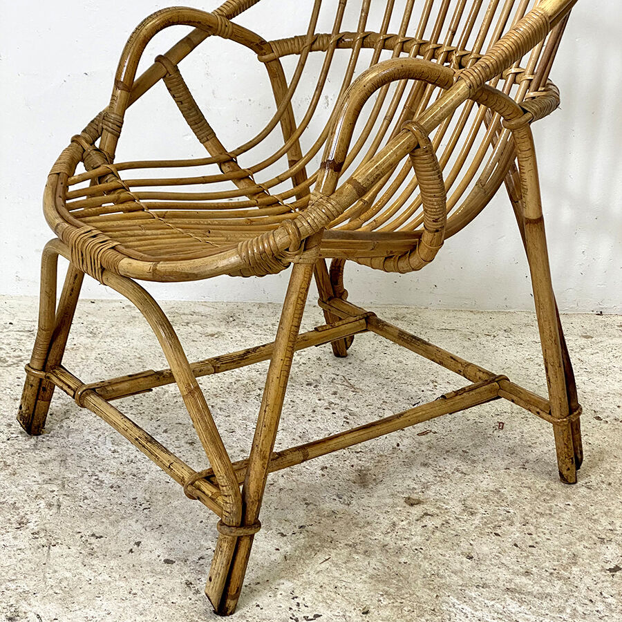Vintage rattan armchair 60's