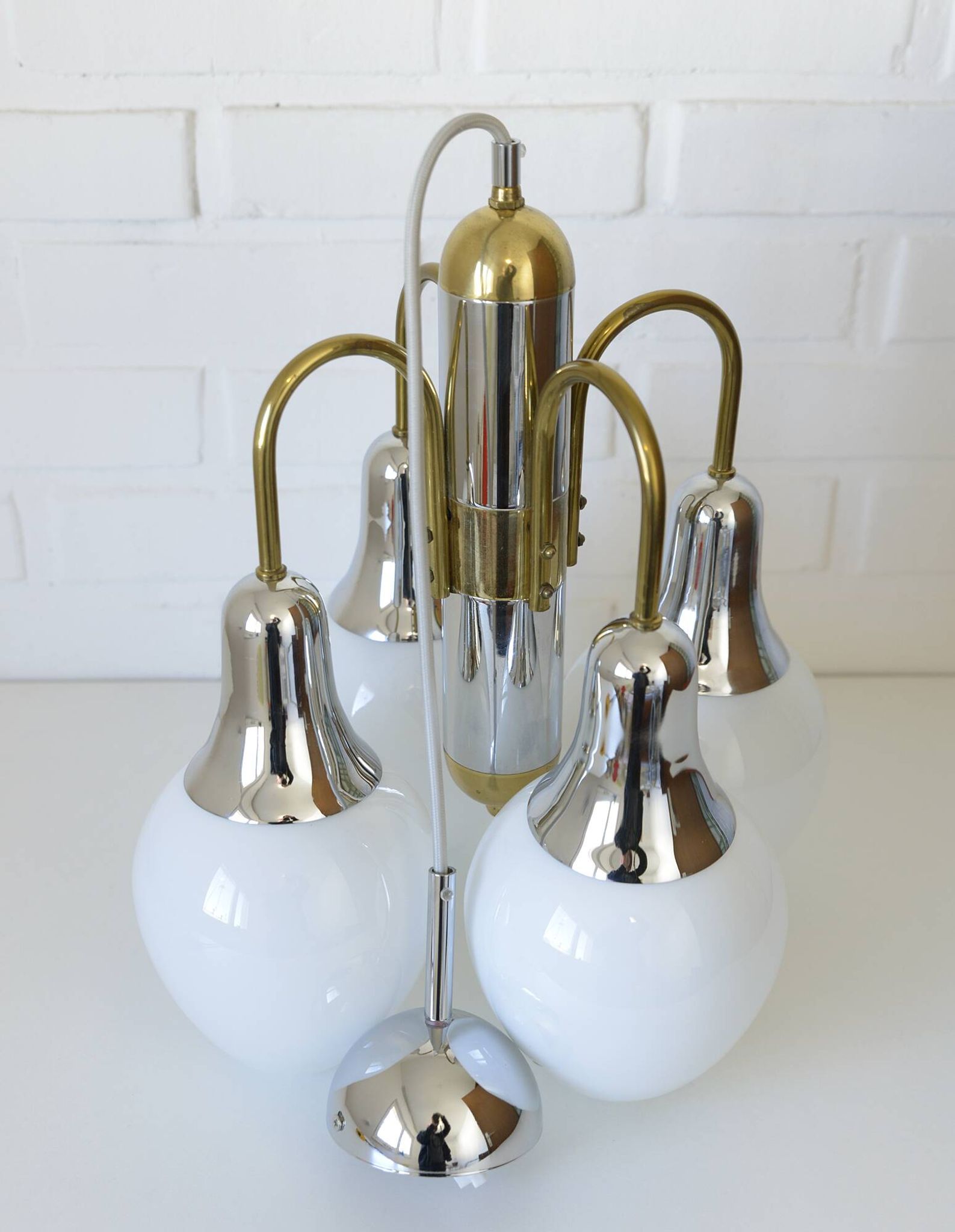 Vintage pendant lamp Art Deco style chandelier  Hanging light 1970s