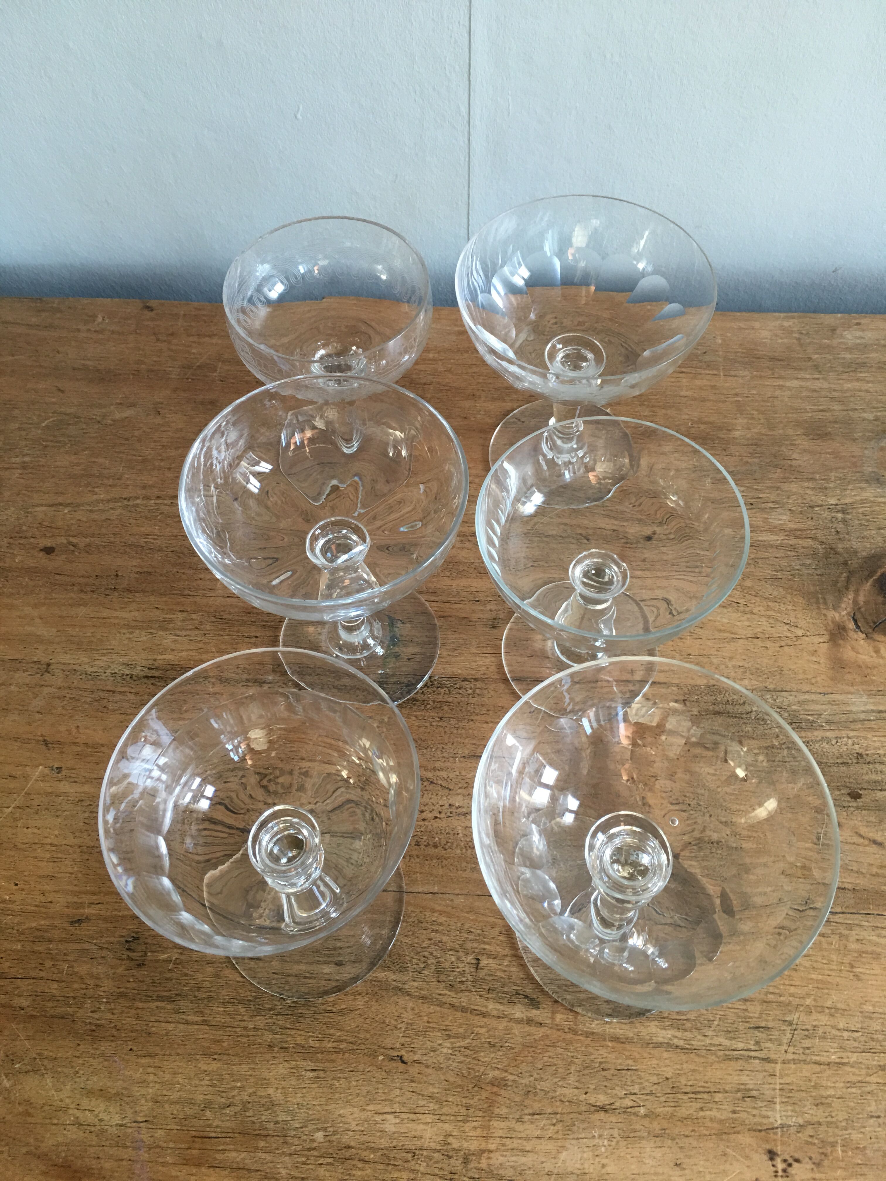 Set de 6 coupes à champagnes dépareillées