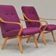 Pair of 6953 purple armchairs by Jaroslav Smidek for TON (Thonet)