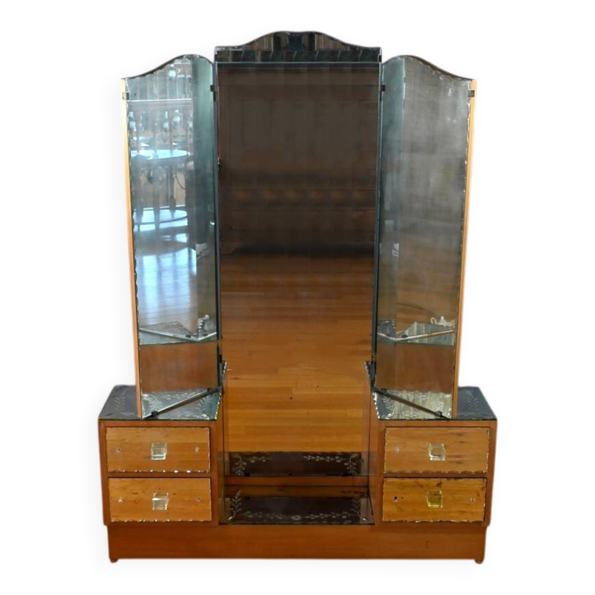 Fruitwood glass dressing table – 1950