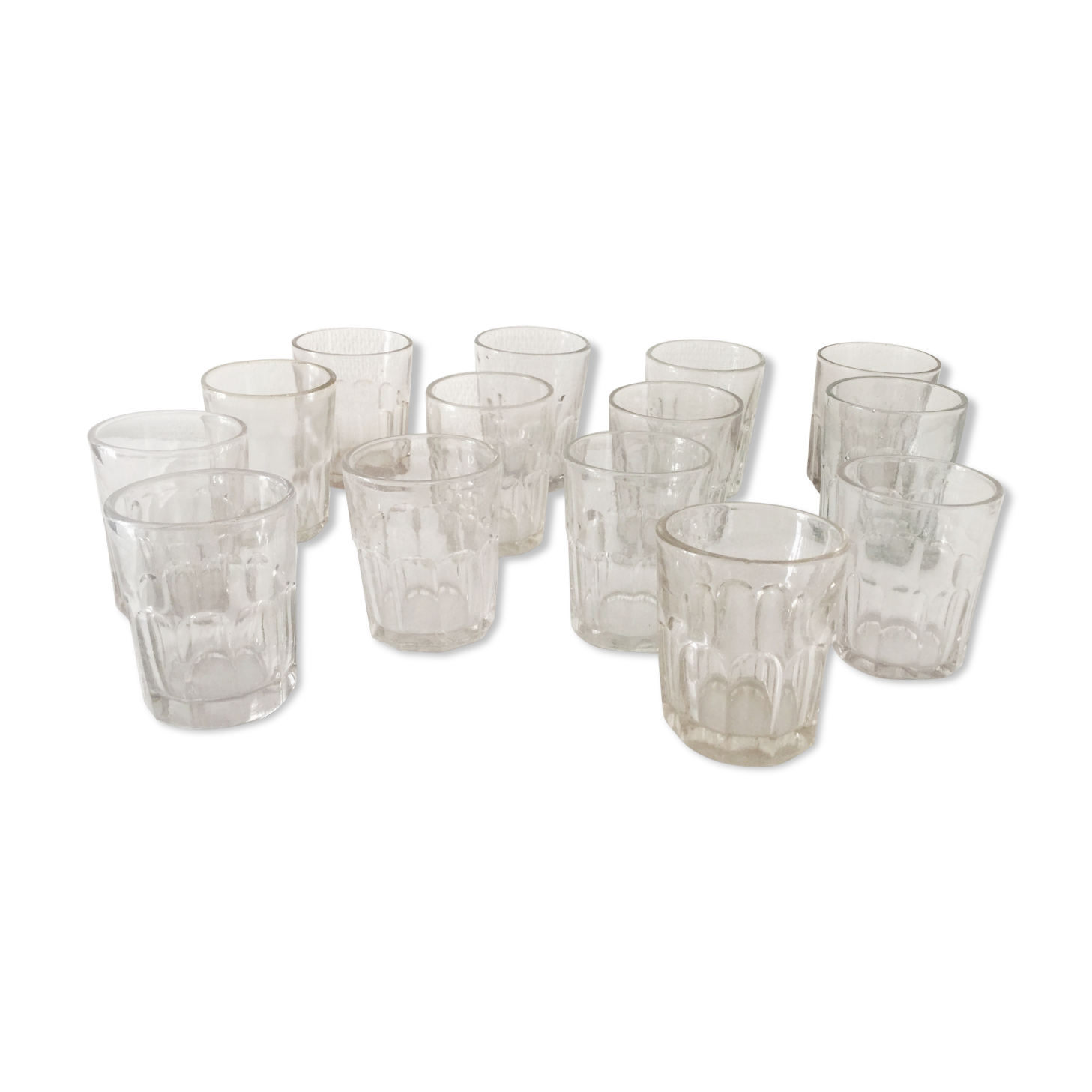 Old ribbed glasses without a foot