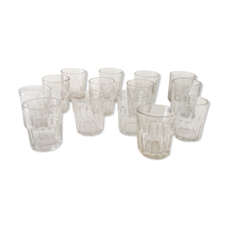 Old ribbed glasses without a foot