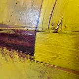 Abstract painting " Abstraction Jaune " by Serge Detriaux, Oil on Panel, 1982