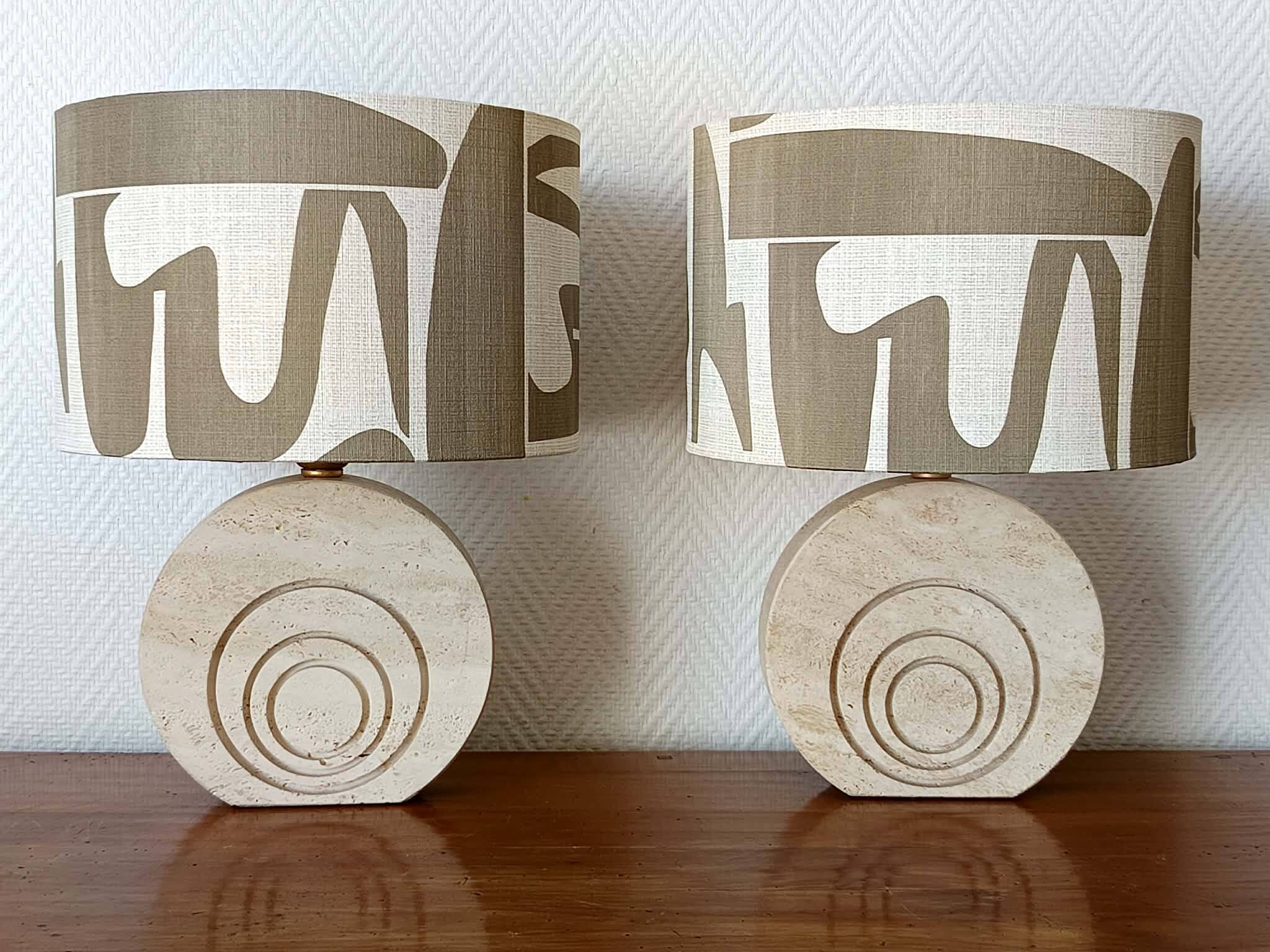 Pair of travertine lamps by Fratelli Mannelli