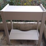 Repainted solid wood side table with lower shelf 1900