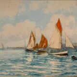 Old painting, Marine, signed and dated 1900