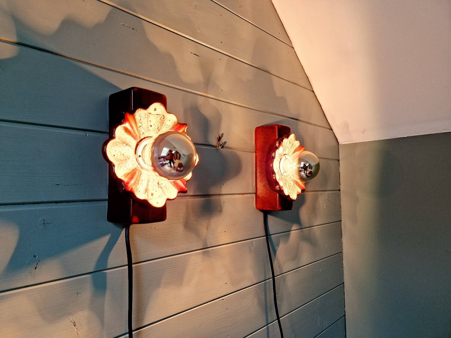 Paire d'appliques vintage en céramique, années 70