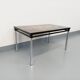 Table basse rectangulaire vintage des années 60 70 en céramique, métal noir et métal chromé