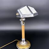 Art Deco desk lamp Pirouett chrome, brass and wood, 1930