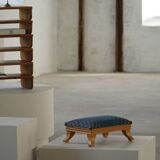 French Art Deco low stool with vintage upholstery made in the 1940s.