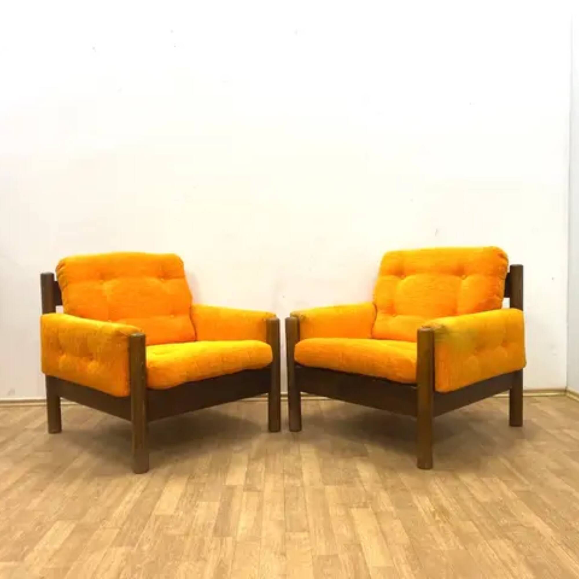 Mid-century retro vintage Czech seating set (armchairs and sofa), 1970s