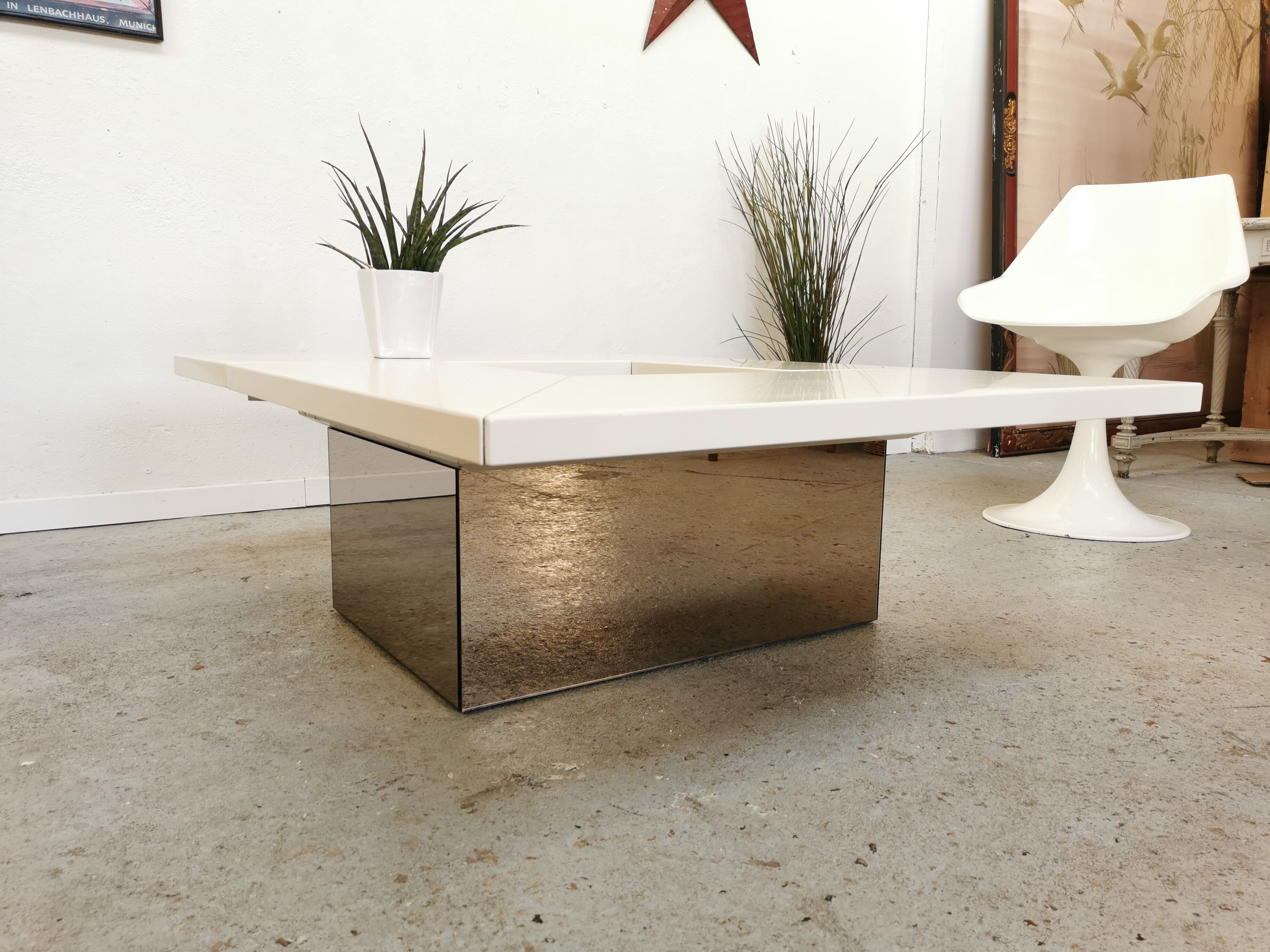 Table basse bar vintage Roches Bobois design Paul Michel 1970