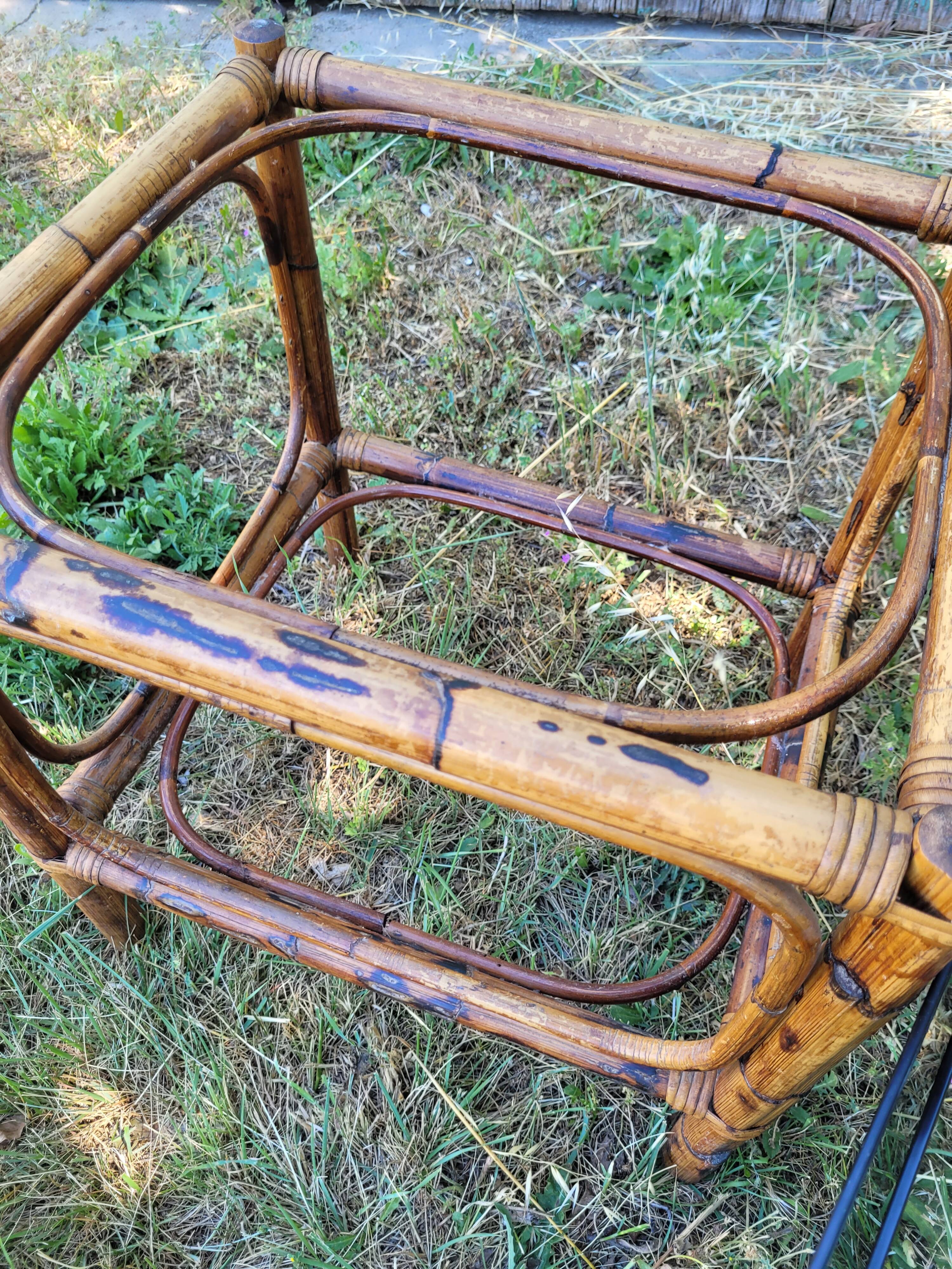 Rattan coffee table and smoked glass