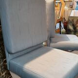 Pair of minimalist white and blue armchairs