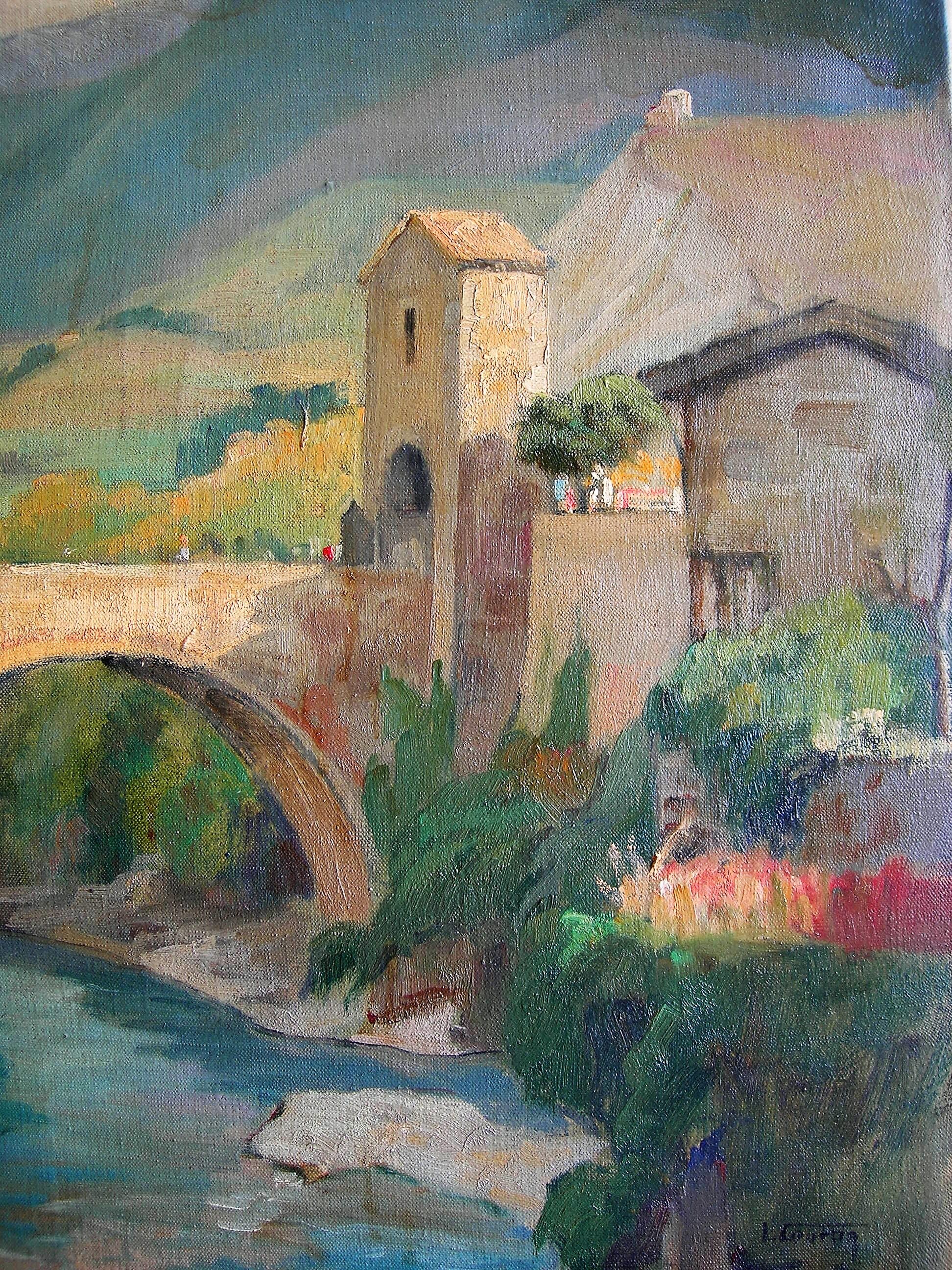 View of a village in the Pyrenees by Louis Courtin 1812-1841