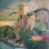 View of a village in the Pyrenees by Louis Courtin 1812-1841