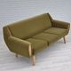1970s, Danish 3-seater sofa, original very good condition, green furniture fabric, oak