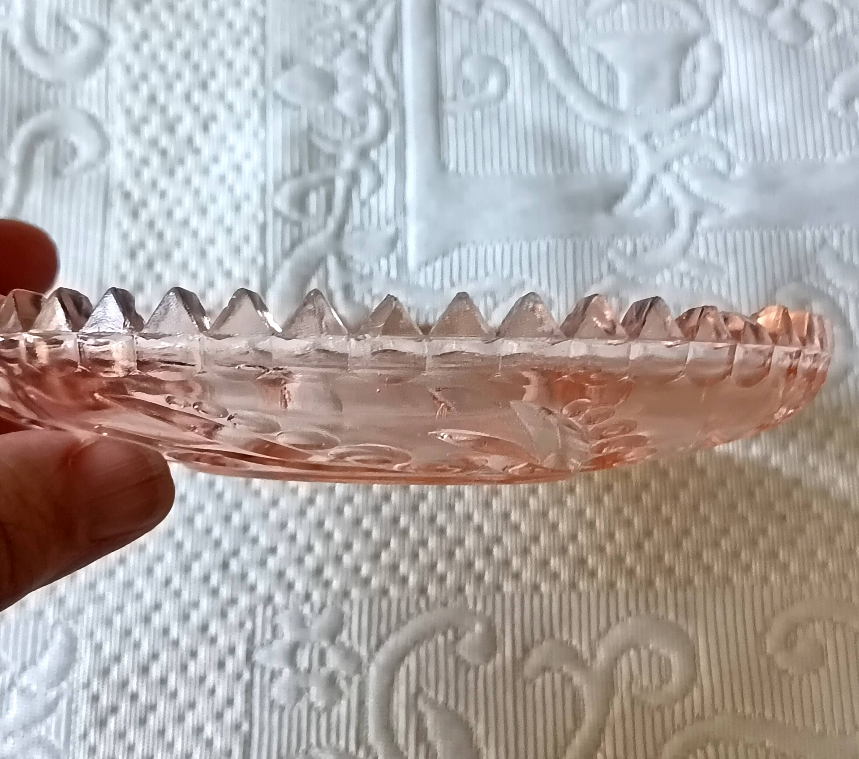 EMPTY POCKETS, small pink glass jewelry box, double bowl