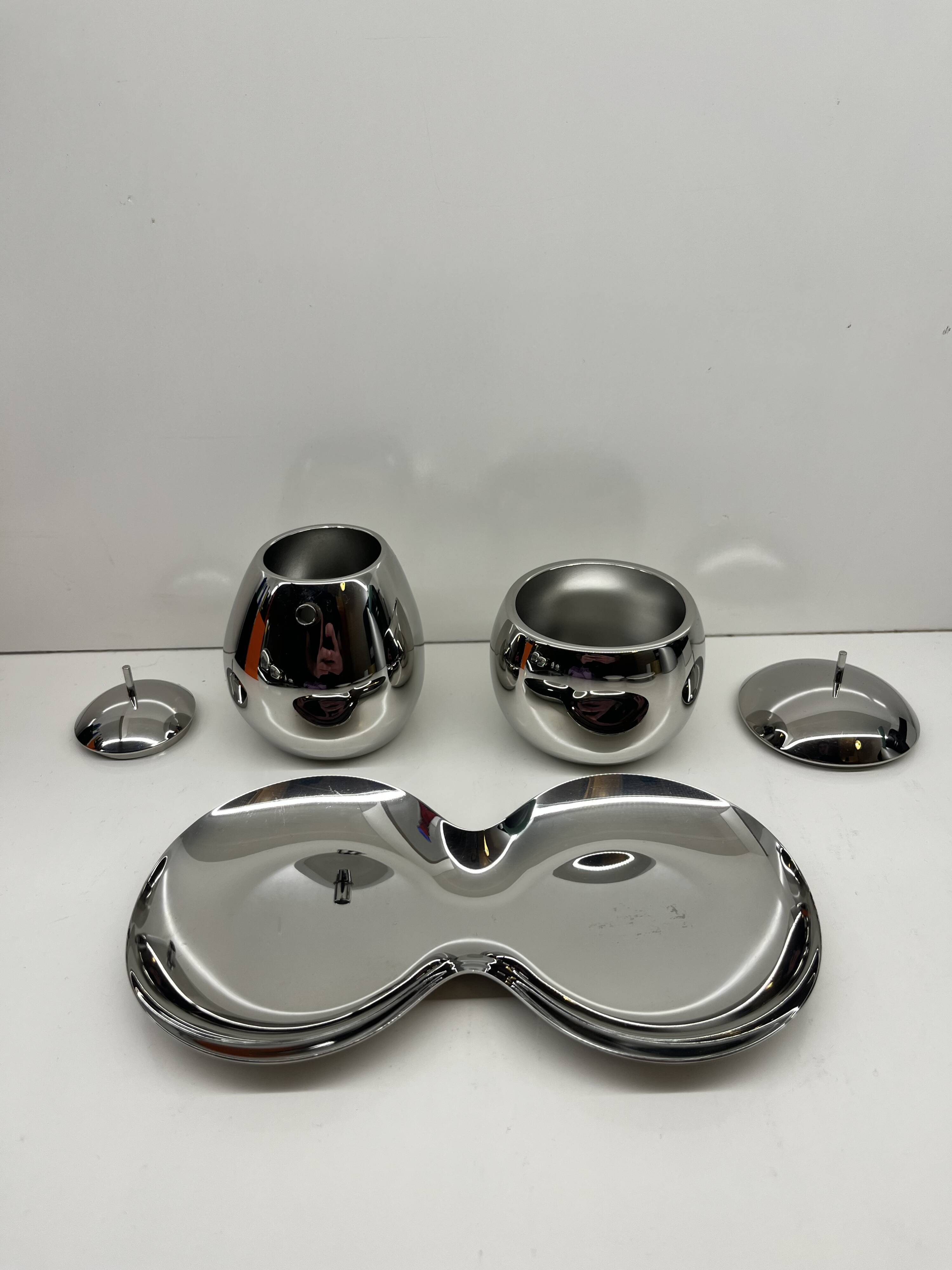 Alessi × sanaa – rare – "fruit basket" sugar bowl & creamer with tray