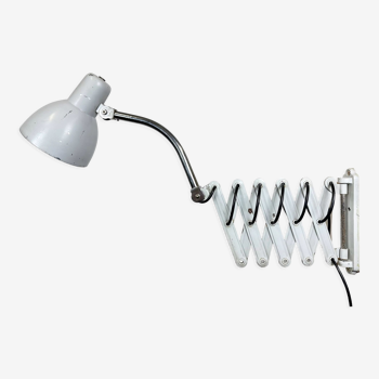 Grey industrial italian scissor wall lamp from raptek milano, 1960s