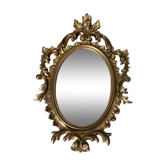 Petit miroir ovale signé Tallandier en laiton doré style Rococo – 30x2