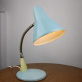 Adjustable Desk Lamp in Blue Painted Metal and Chrome-Plated Spiral Arm, 1970s