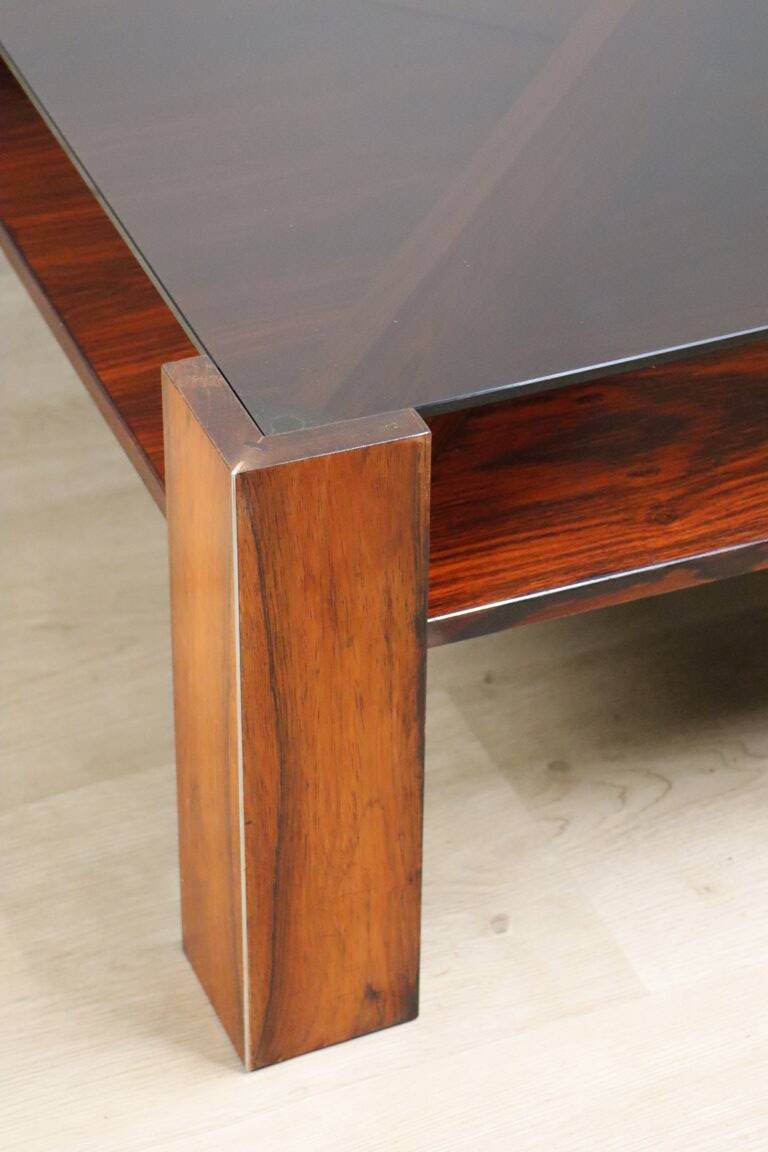 Scandinavian rosewood and glass coffee table Mobelintarsia - 1960