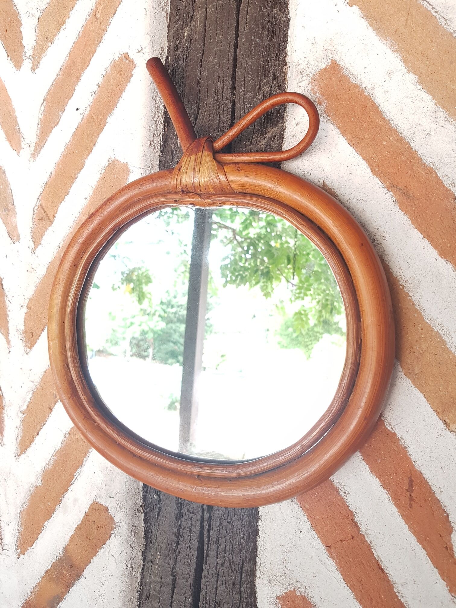Apple rattan mirror 1970