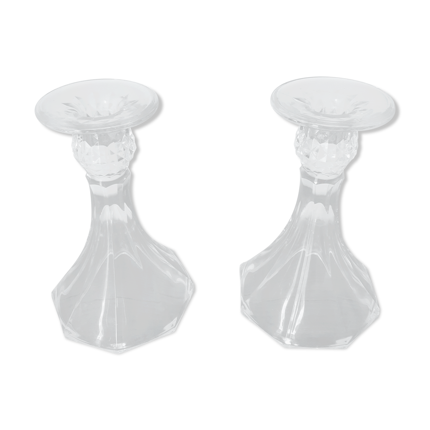 Lot of 2 crystal glass candlesticks