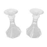 Lot of 2 crystal glass candlesticks