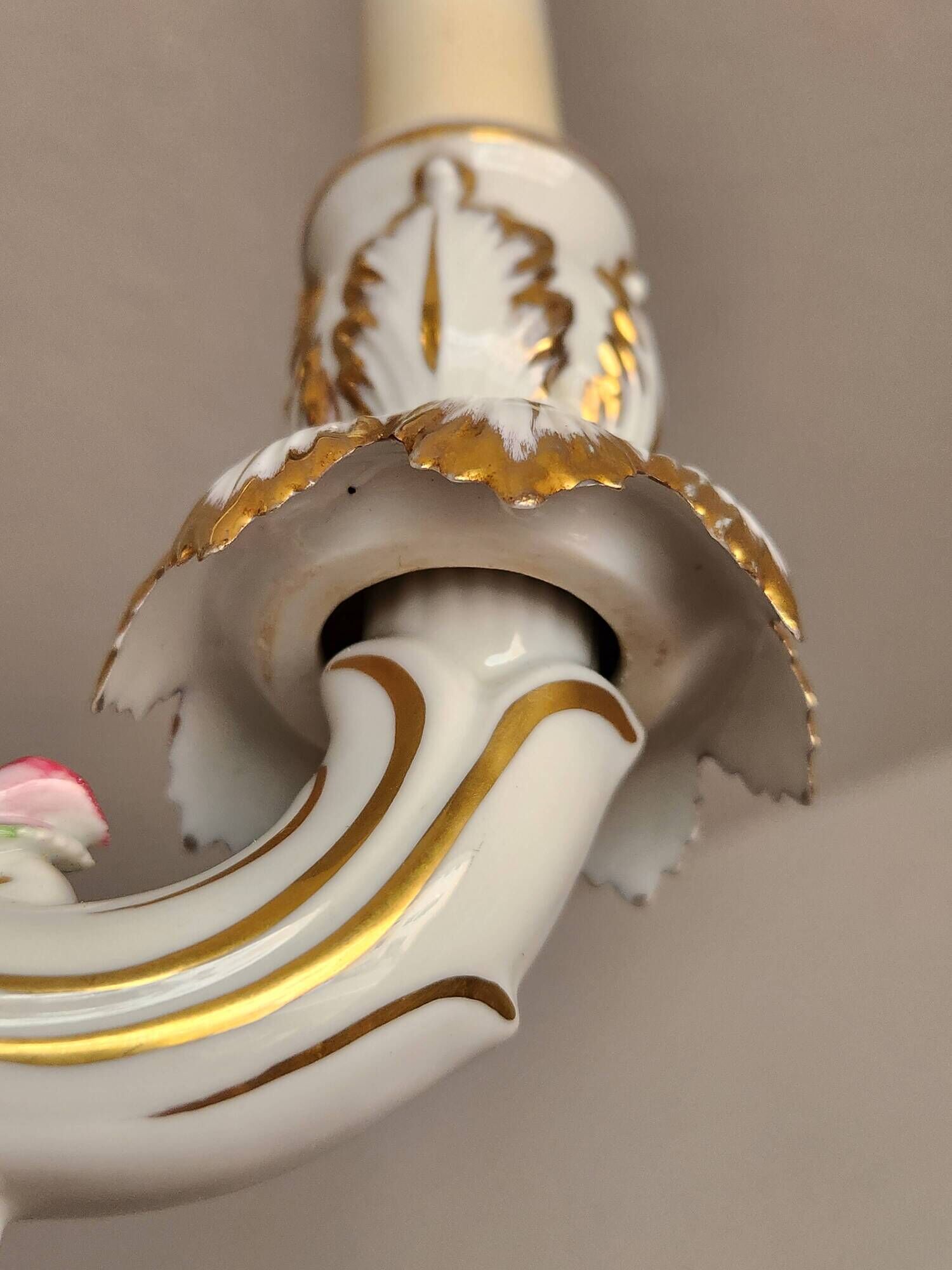 Handgeformt vergoldet vintage Porzellan Kronleuchter Capodimonte 1960er