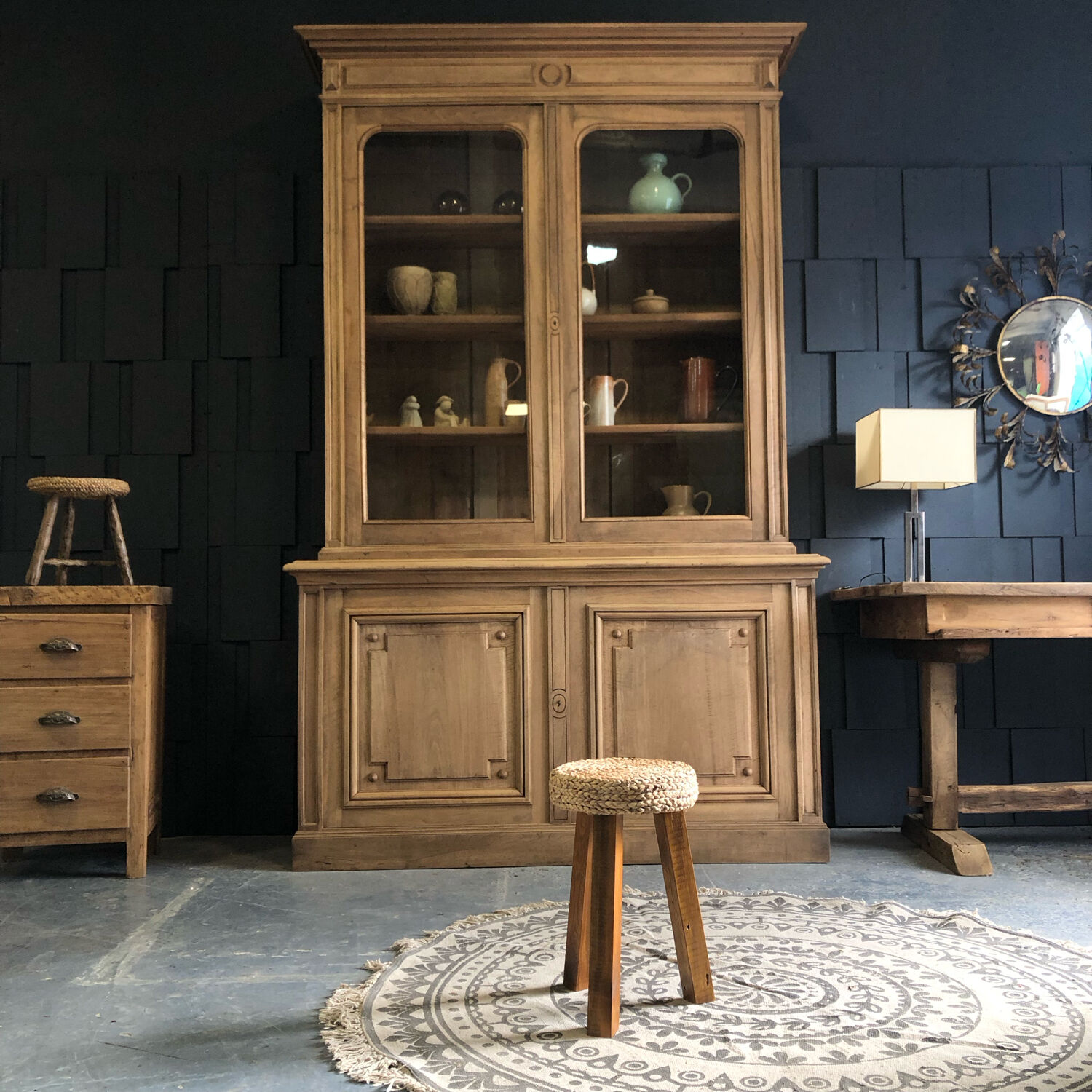 Tripod stool made of wood and water hyacinth