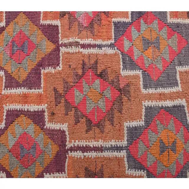 1970s Vintage Turkish Hand-Knotted Wool Cotton Orange Runner Rug 104x365
