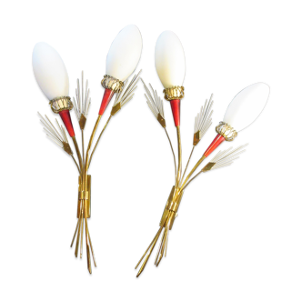 Paire d'appliques muguet Lunel années 50