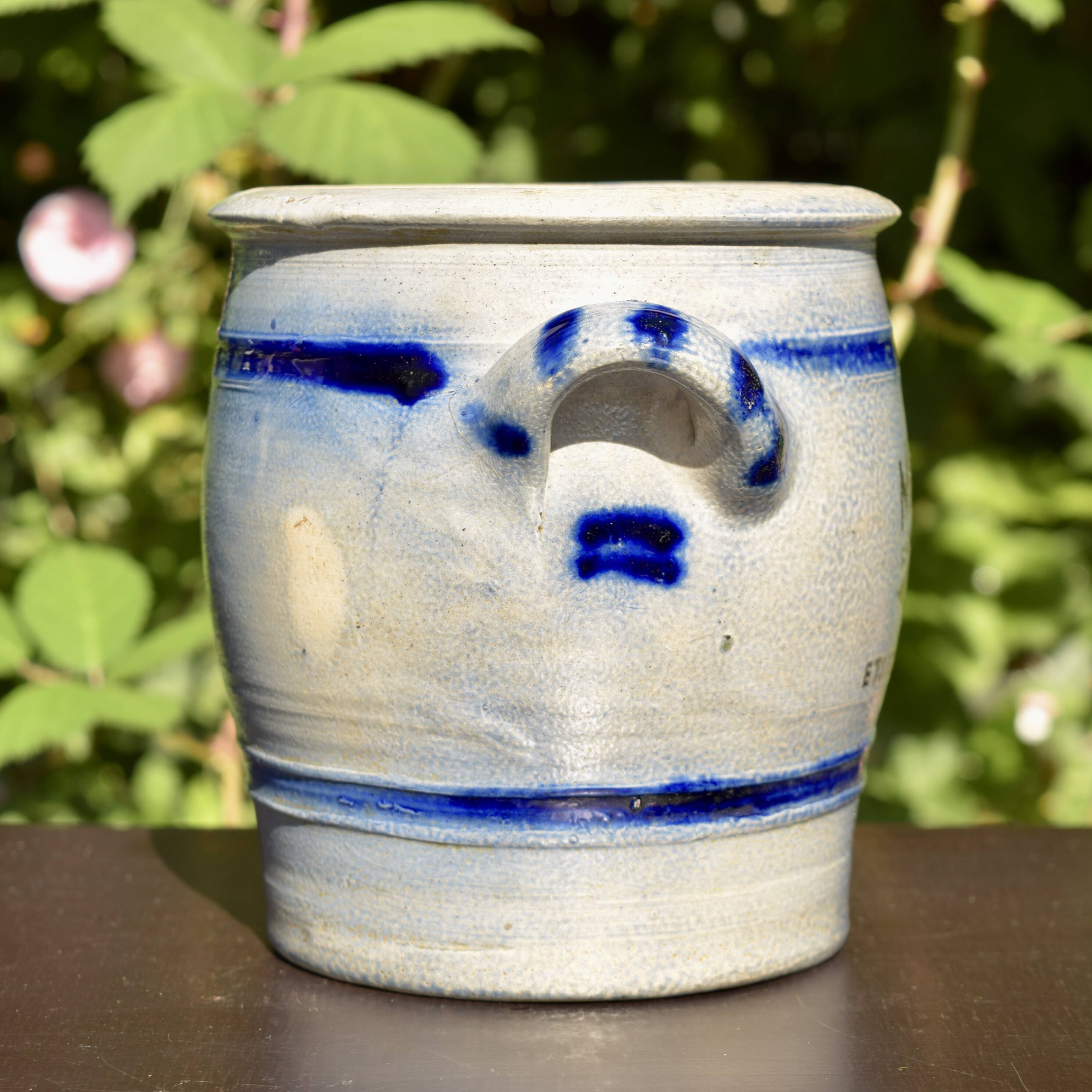 Old small glazed stoneware pot - Mustard L'Impériale.
