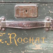 Old wooden travel trunk