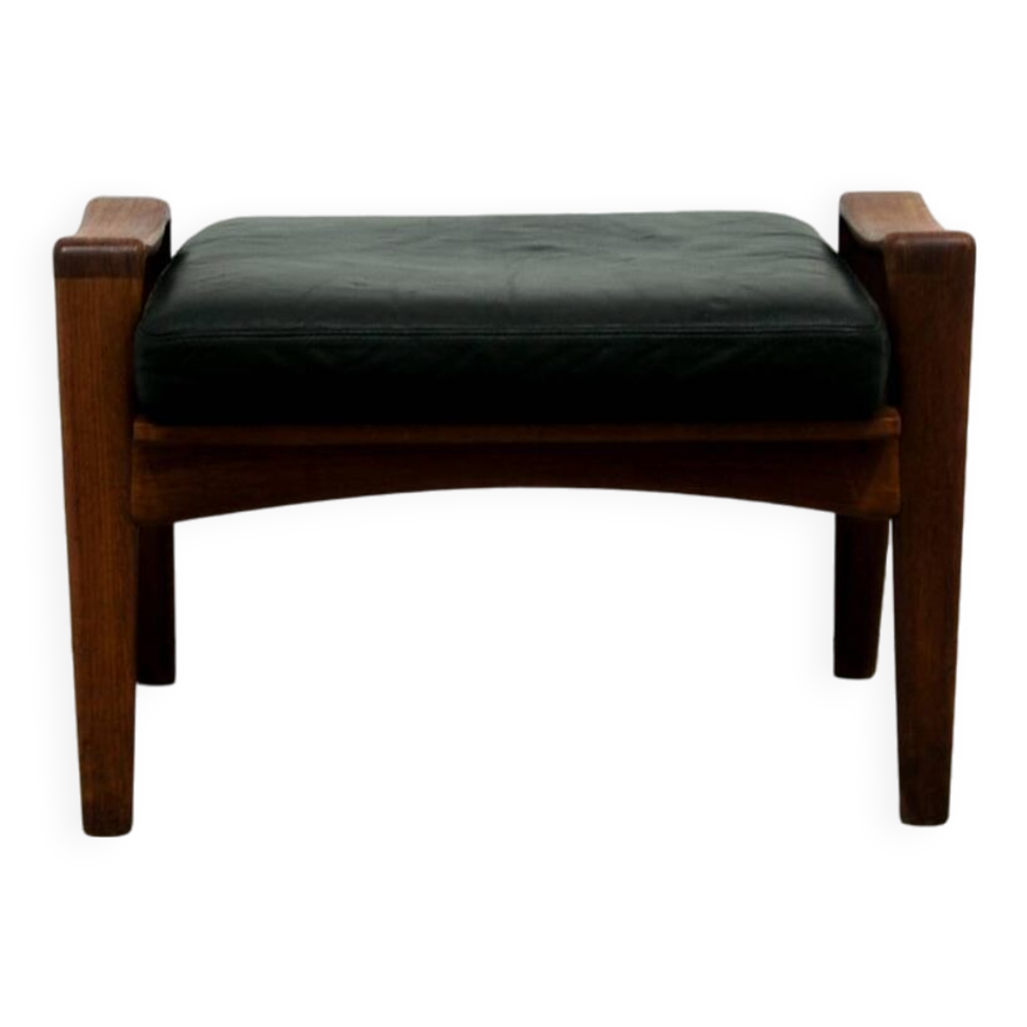Vintage teak & leather stool arne wahl iversen