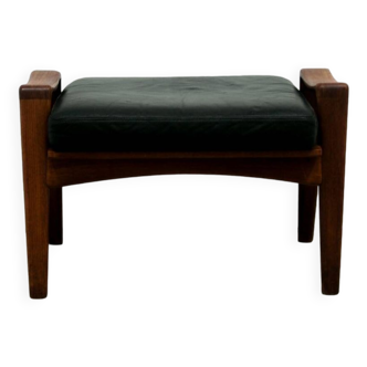 Tabouret vintage en teck et cuir Arne Wahl Iversen