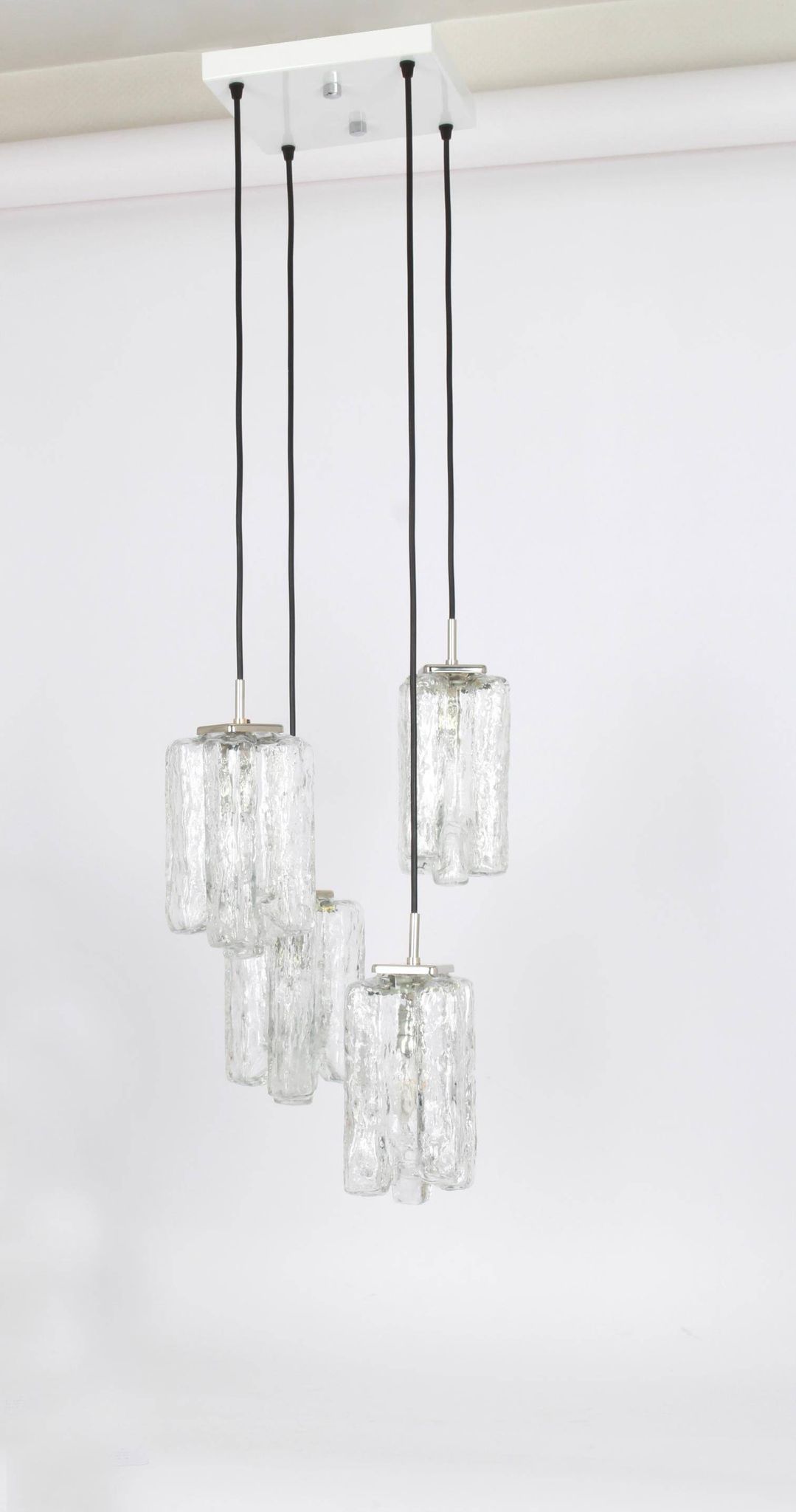 Superb cascading chandelier designed in Murano glass by Kalmar, Austria, 1970s.