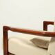 Vintage dark wood beige bouclé armchair by Z.Baczyk 1965