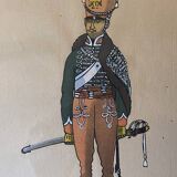 Paintings xix° portraits miltaire gouache uniform on ingres paper (cf. hergé)