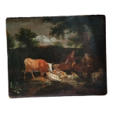 Pastoral scene oil on canvas 18th