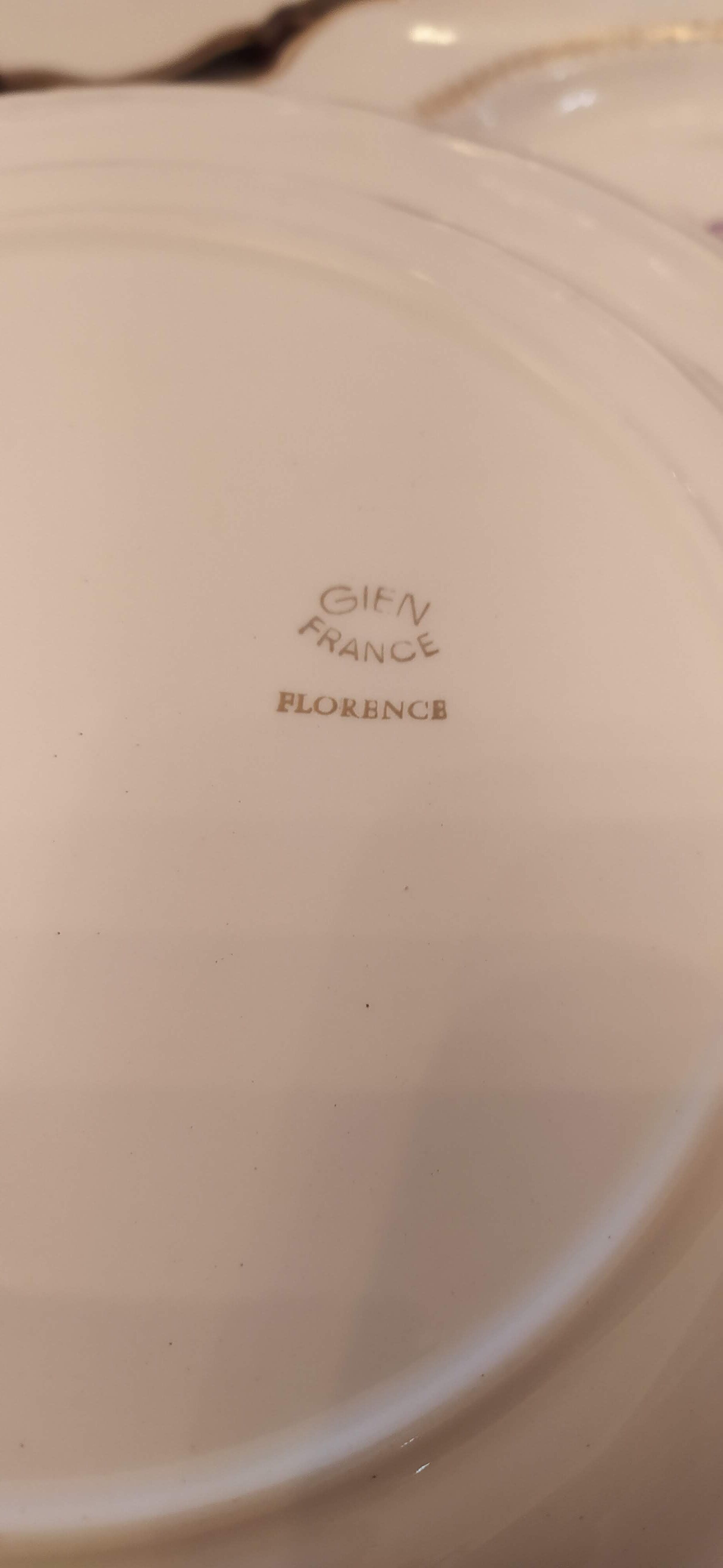 set of six vintage plates, Gien earthenware, floral style