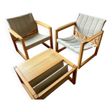 Iconic set of 2 safari armchairs by karin mobring and their coffee table – vintage ikea design in solid pine, vintage