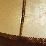 Brass trpode floor lamp, pig bladder lampshade