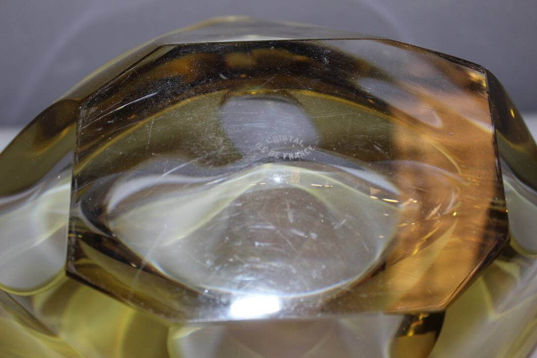 Yellow and clear crystal cup circa 1960